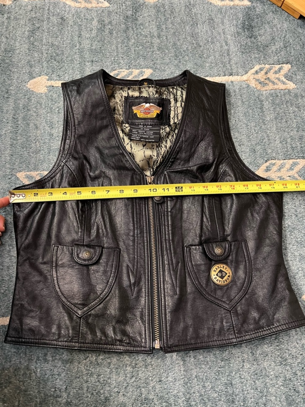 Vintage Harley-Davidson Black Leather Vest women’s Large - Picture 7 of 10